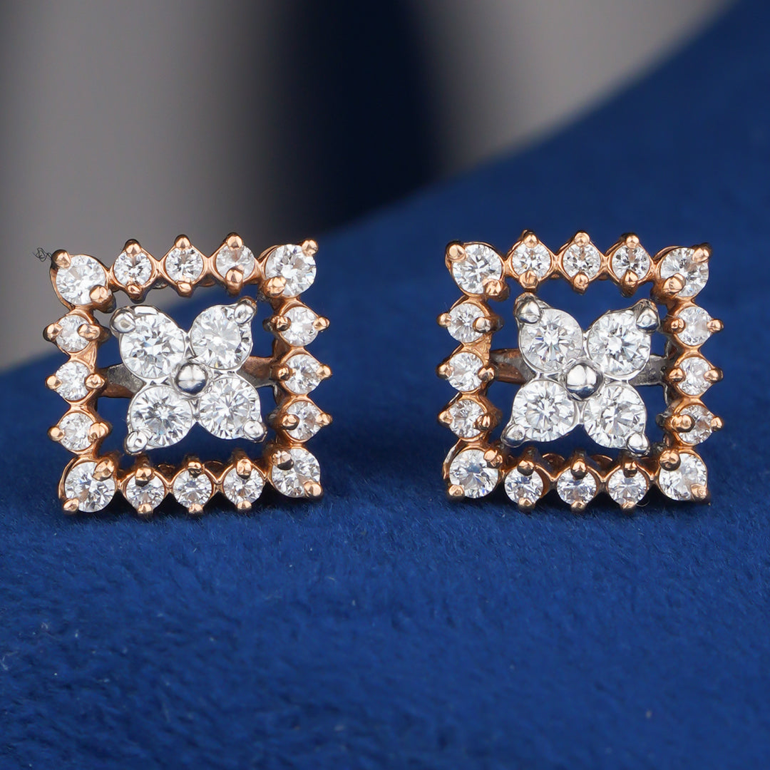 Diamond Butterfly Floral Stud Earrings