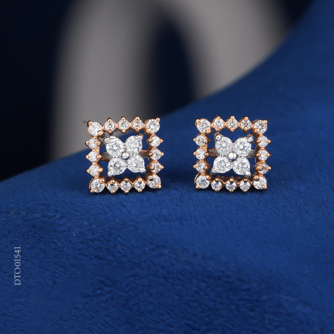 Diamond Butterfly Floral Stud Earrings