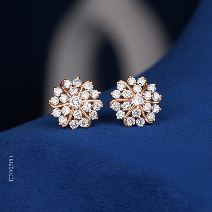 Diamond Floral Swirl Stud Earrings