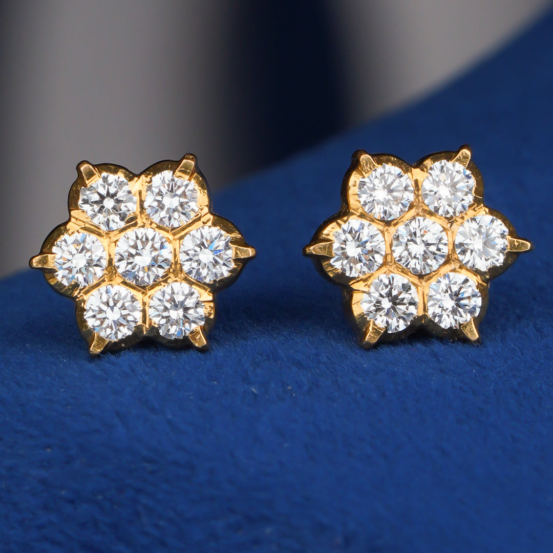 Diamond Floral Cluster Stud Earrings