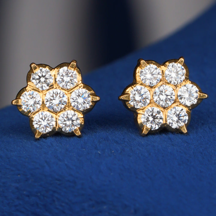 Diamond Floral Cluster Stud Earrings