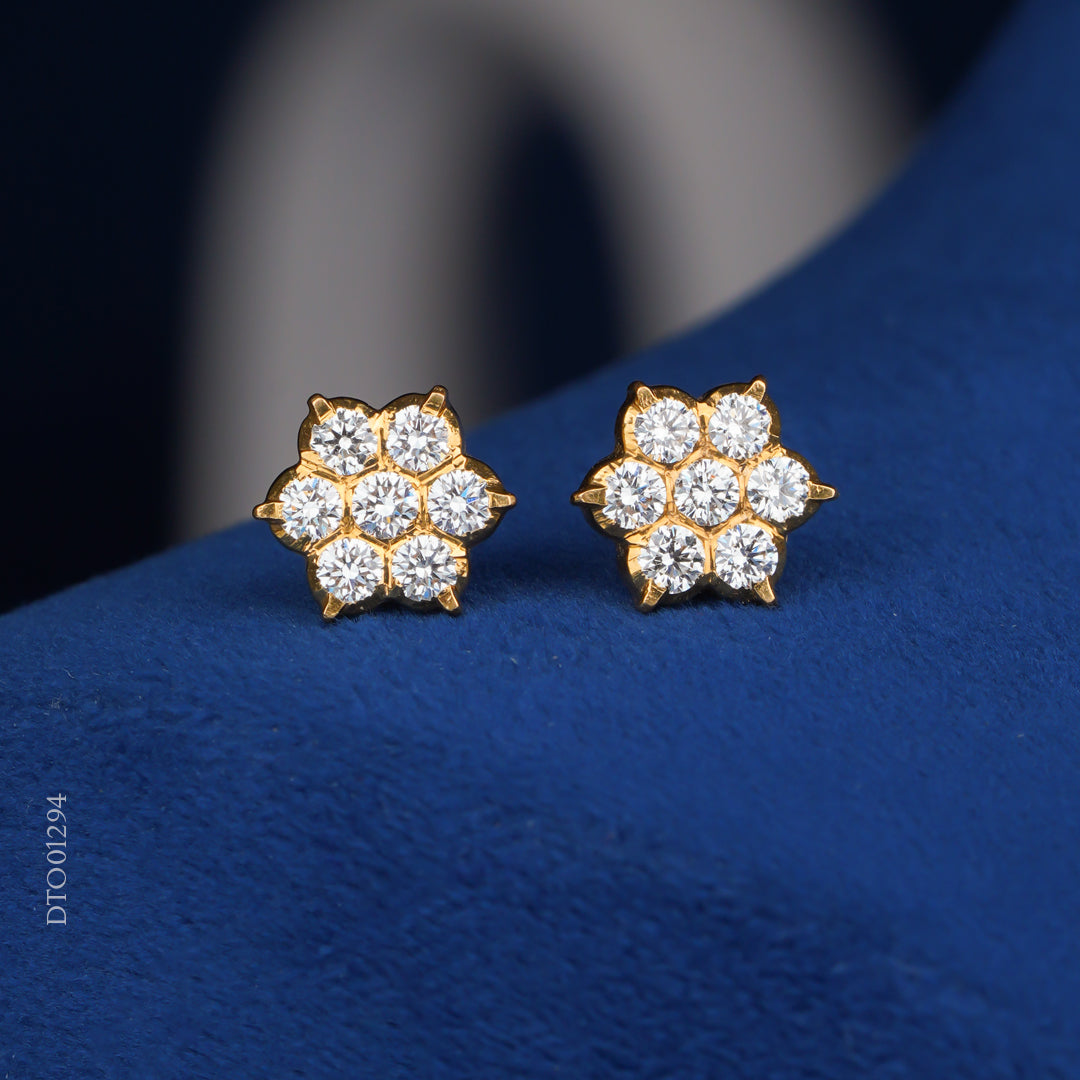 Diamond Floral Cluster Stud Earrings