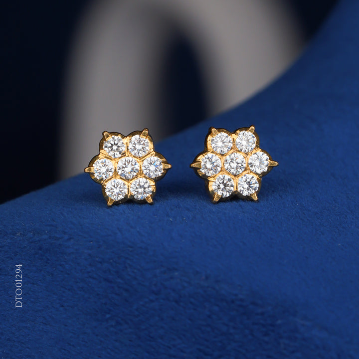 Diamond Floral Cluster Stud Earrings