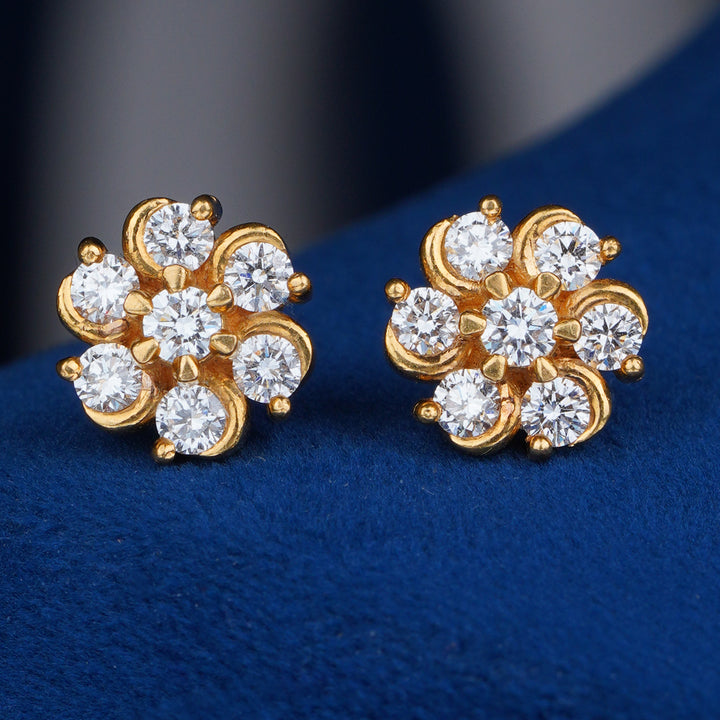 Diamond Flower Stud Earrings