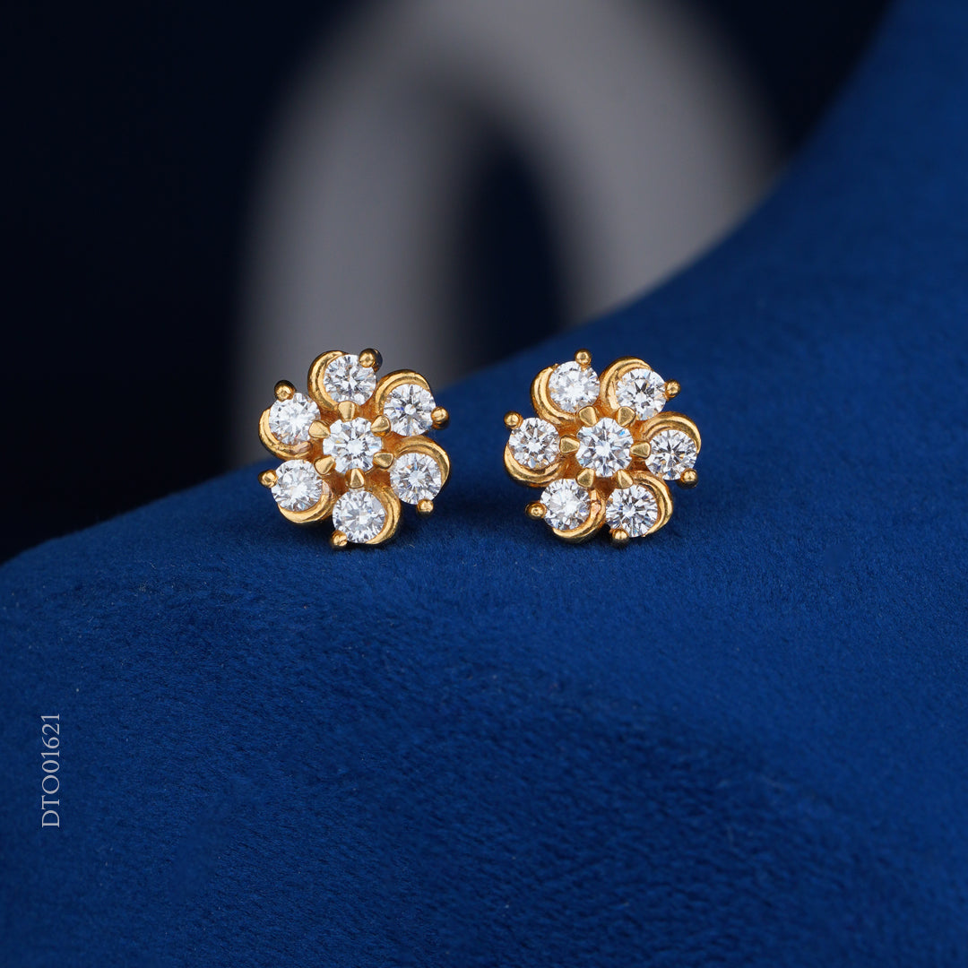 Diamond Flower Stud Earrings
