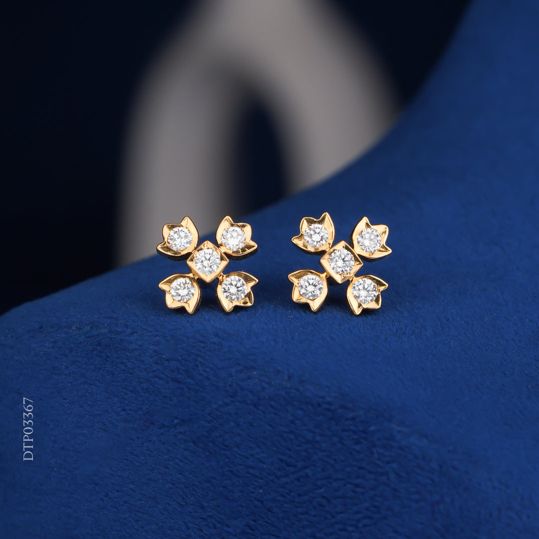 Diamond Floral Cluster Stud Earrings