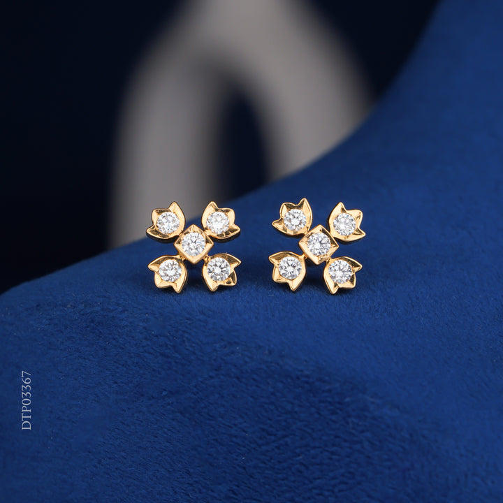 Diamond Floral Cluster Stud Earrings