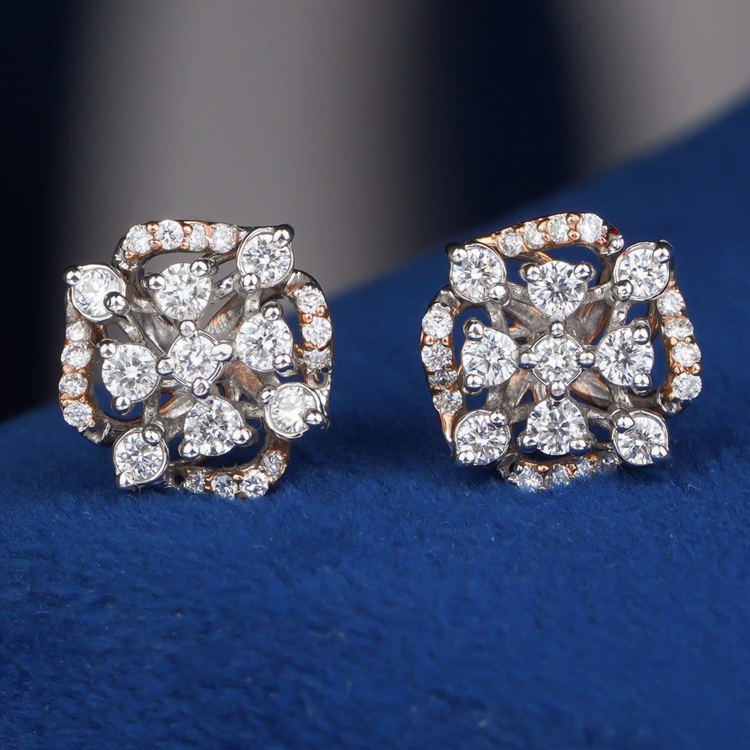 Diamond Floral Designer Stud Earrings
