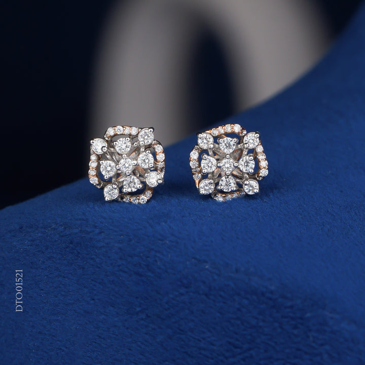 Diamond Floral Designer Stud Earrings