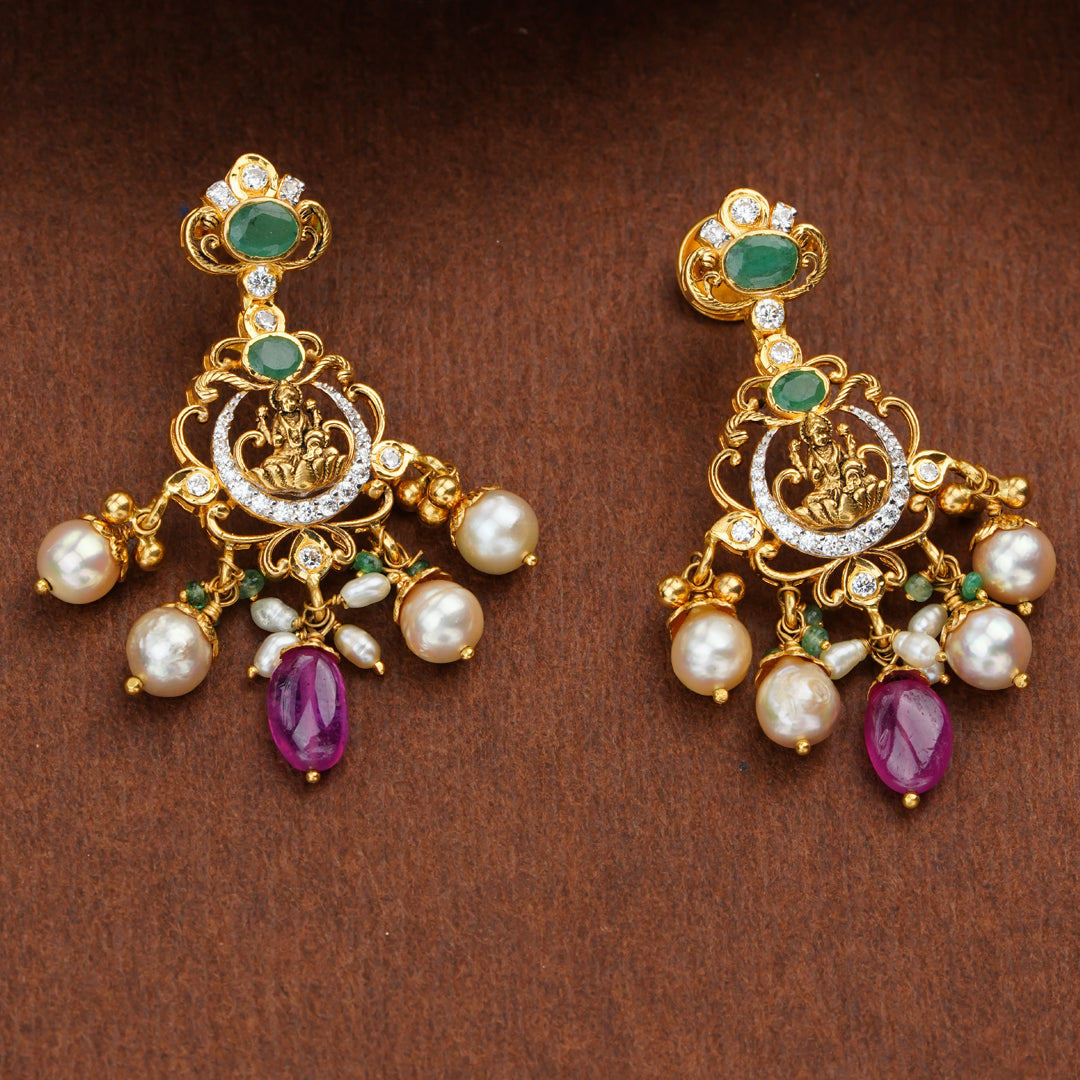 Temple Gold Pearl Earrings