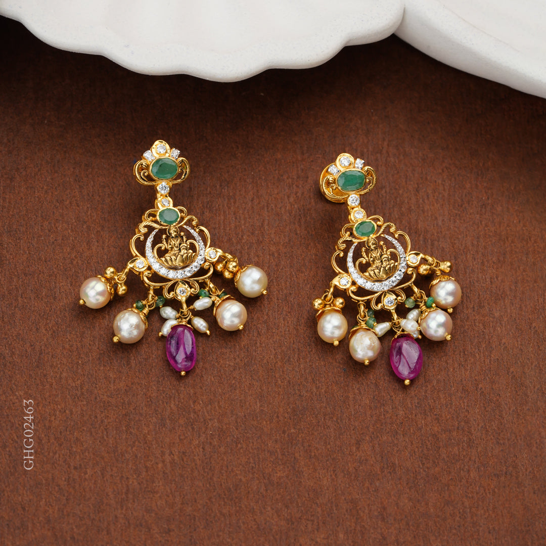 Temple Gold Pearl Earrings