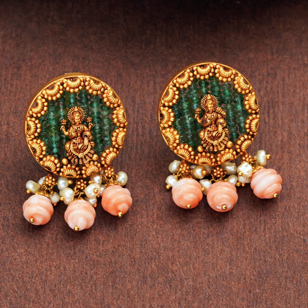 Temple Lakshmi Gold Earrings