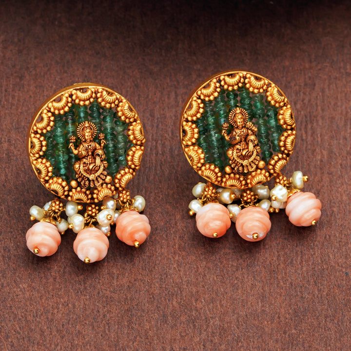 Temple Lakshmi Gold Earrings