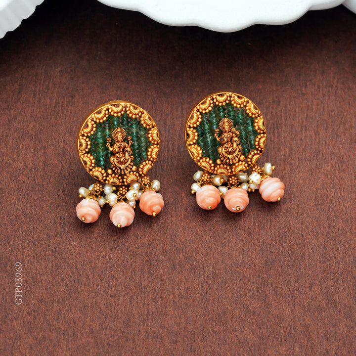 Temple Lakshmi Gold Earrings