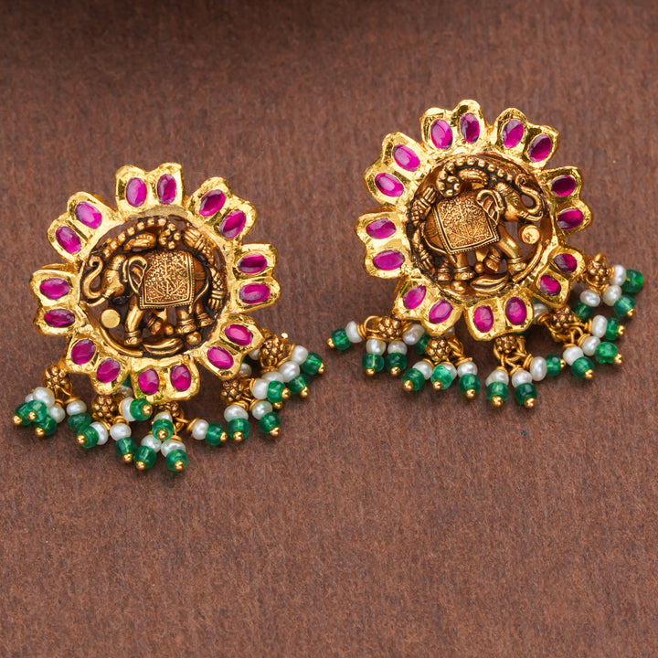 Antique Elephant Gold Earrings