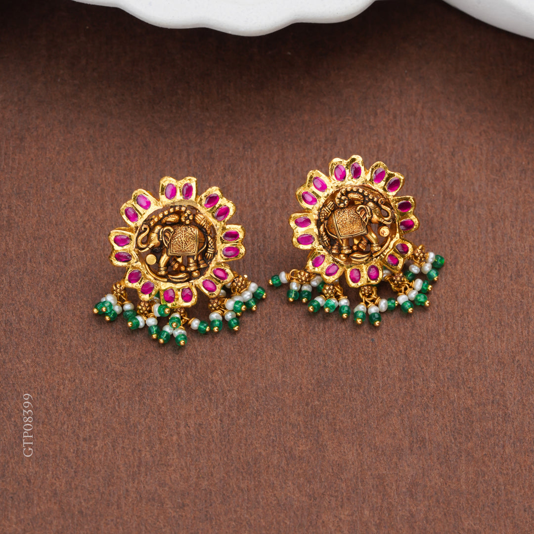 Antique Elephant Gold Earrings