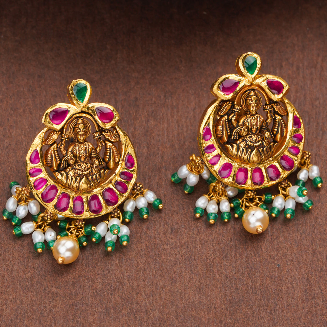 Temple Lakshmi Gold Earrings