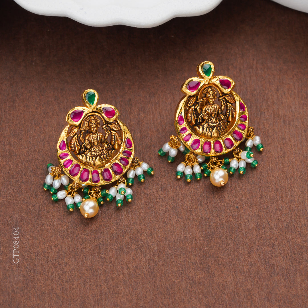 Temple Lakshmi Gold Earrings