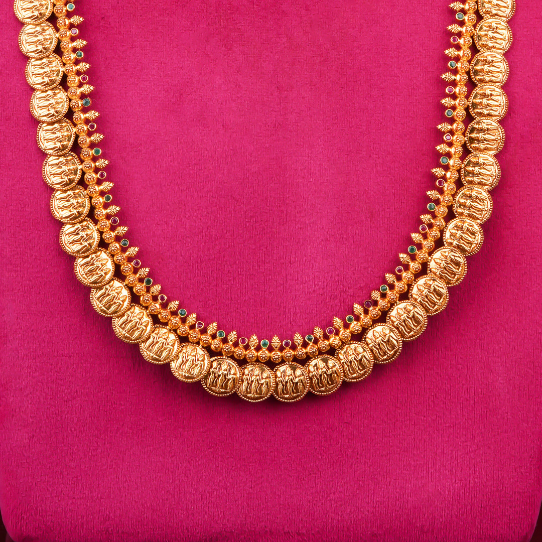 22KT Traditional Lakshmi Coin Long Haram Necklace