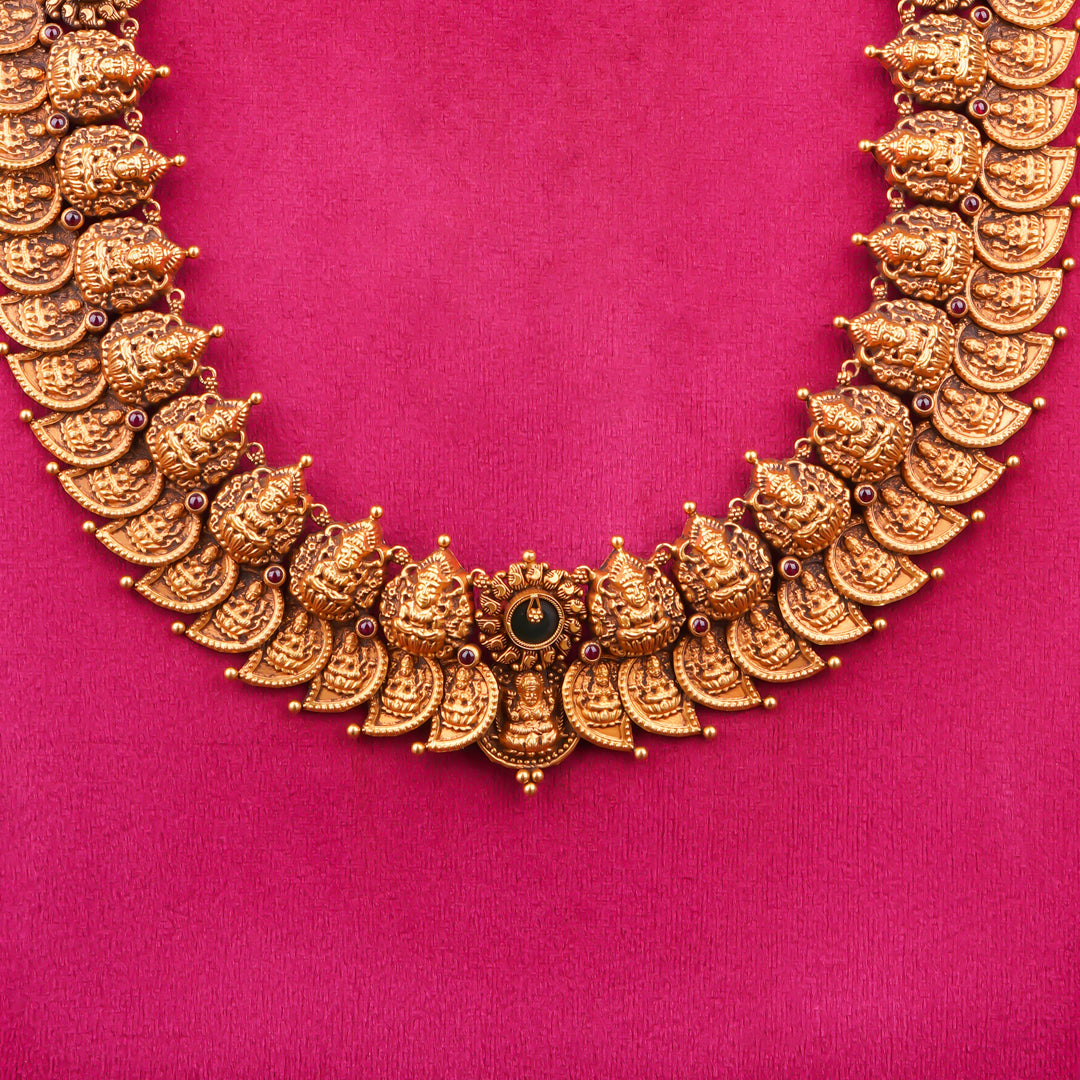 22KT Traditional Temple Lakshmi Long Haram Necklace