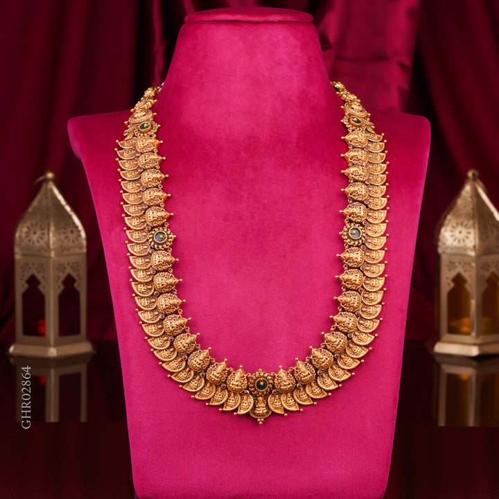 22KT Traditional Temple Lakshmi Long Haram Necklace