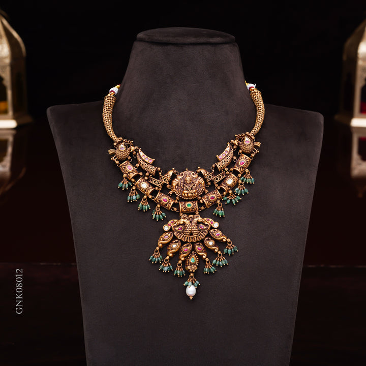 22KT Antique Temple Lakshmi Statement Necklace