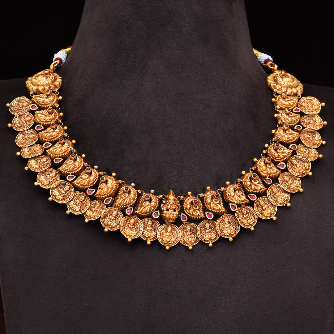 22KT Antique Lakshmi Coin Temple Necklace