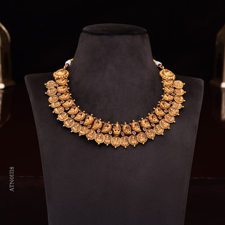 22KT Antique Lakshmi Coin Temple Necklace