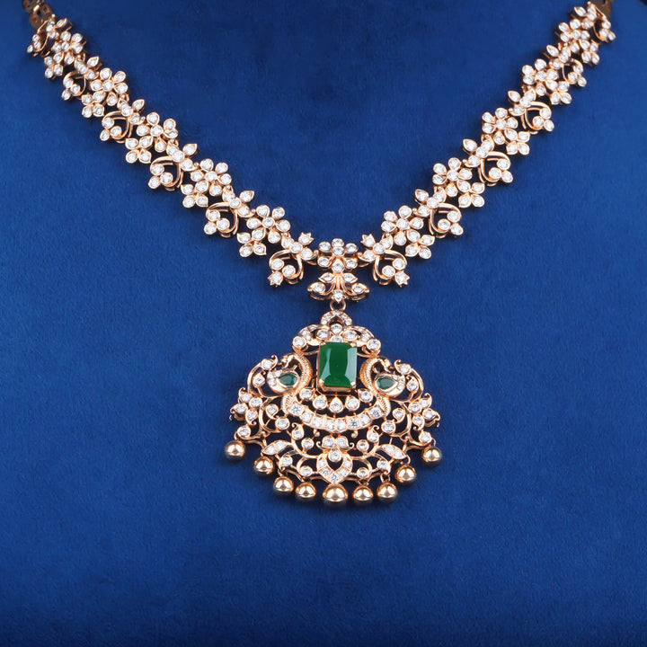 Diamond Necklace with Emerald Pendant