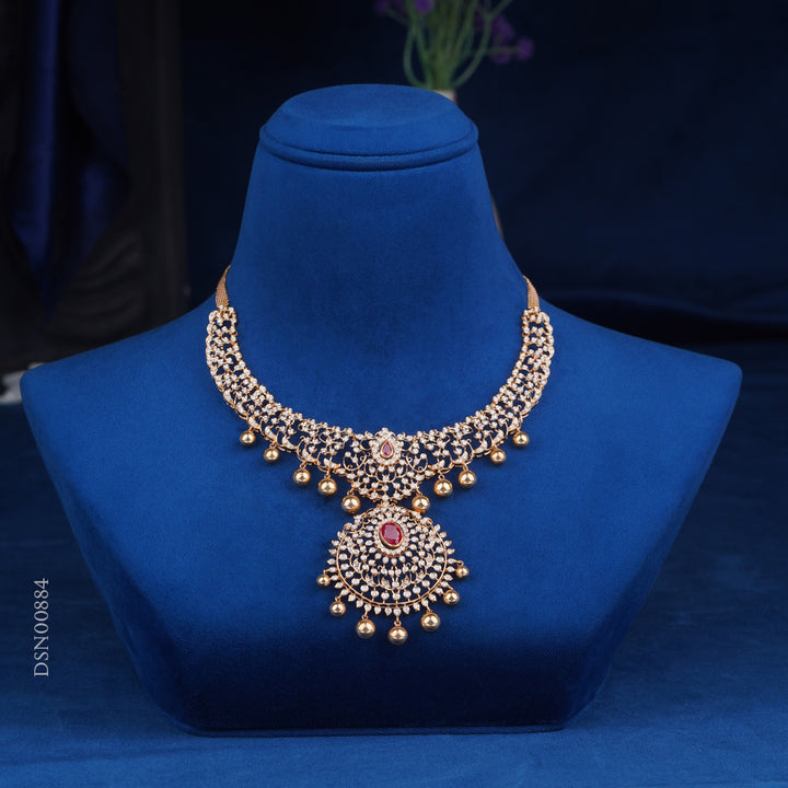 Diamond Necklace with Ruby Pendant
