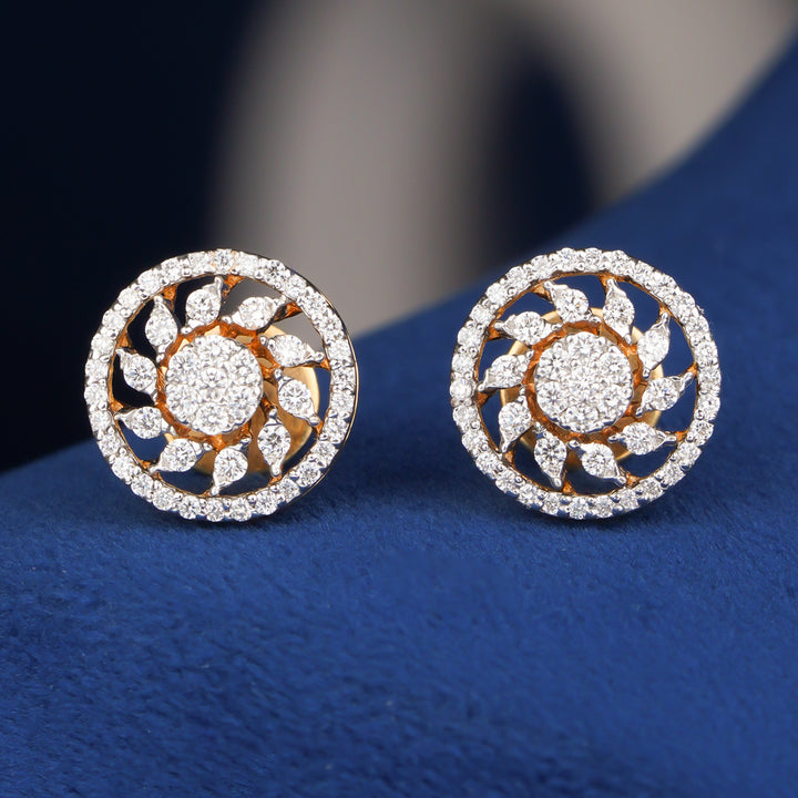 Diamond Floral Stud Earrings