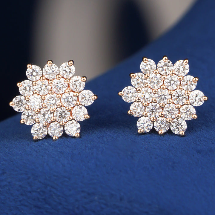 Diamond Cluster Stud Earrings