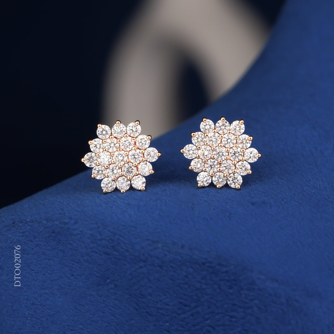 Diamond Cluster Stud Earrings