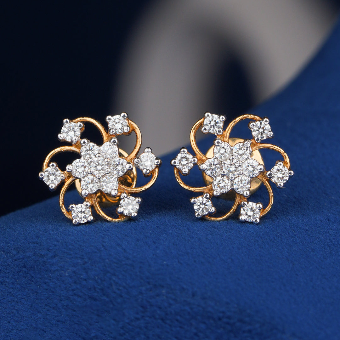 Diamond Floral Stud Earrings
