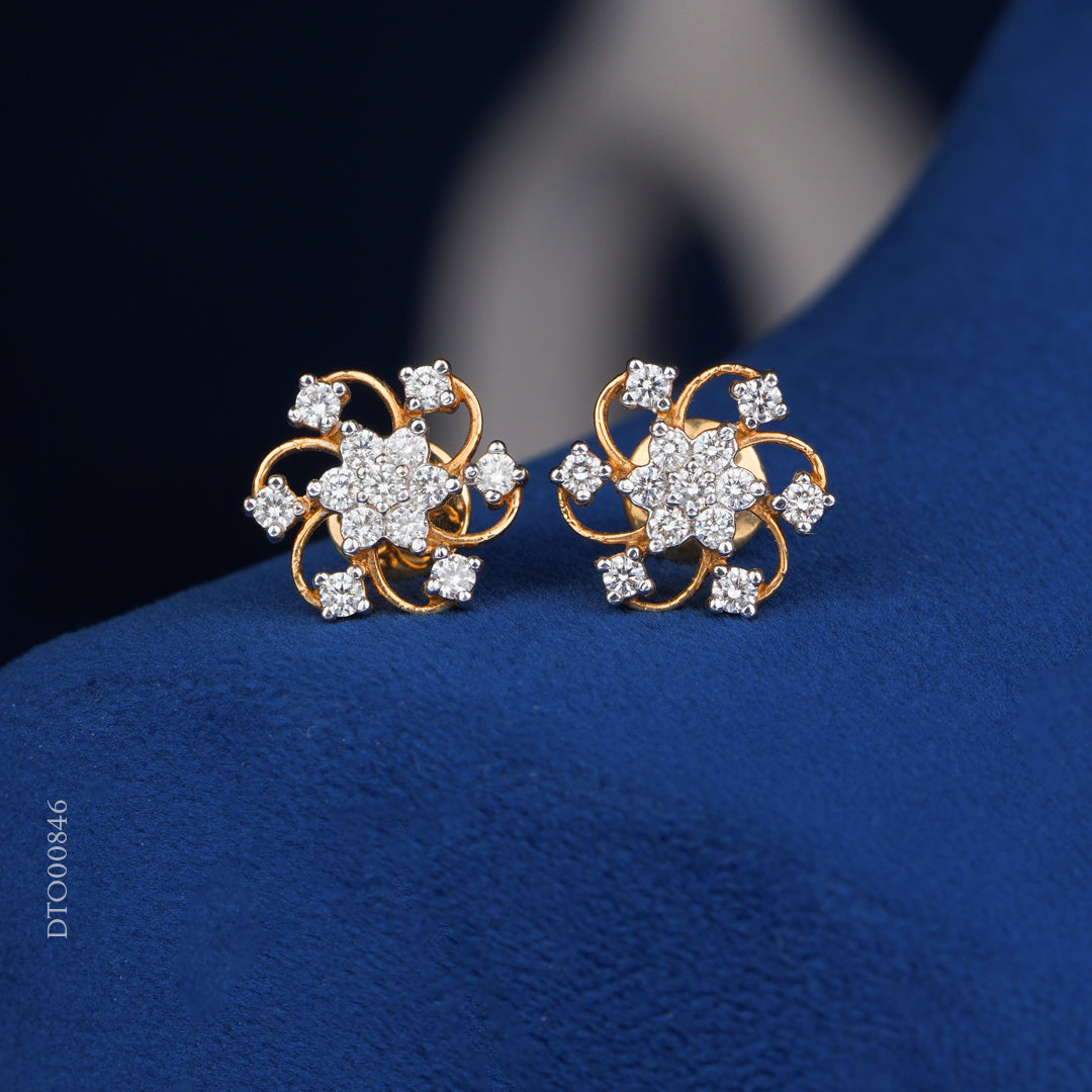 Diamond Floral Stud Earrings