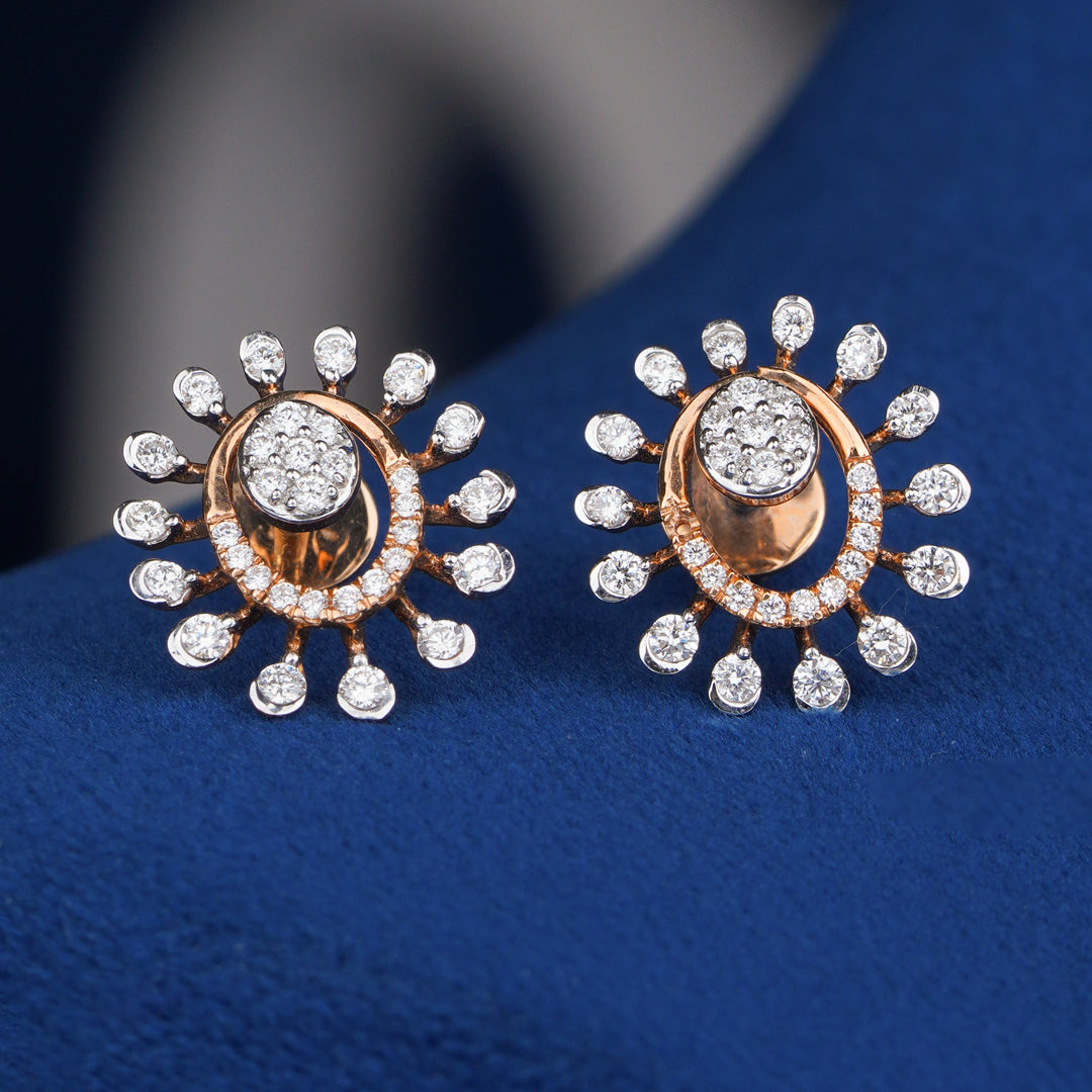 Diamond Sunburst Stud Earrings