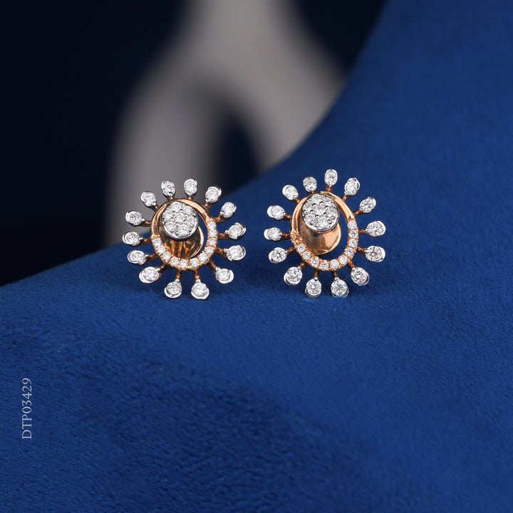 Diamond Sunburst Stud Earrings