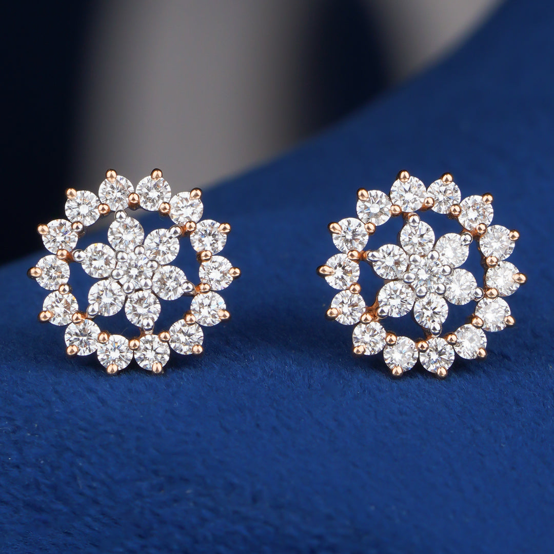 Diamond Floral Stud Earrings