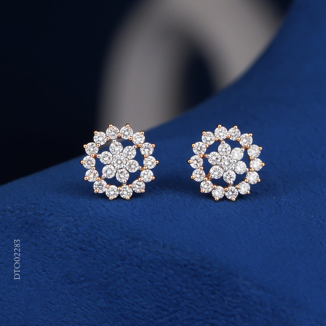 Diamond Floral Stud Earrings