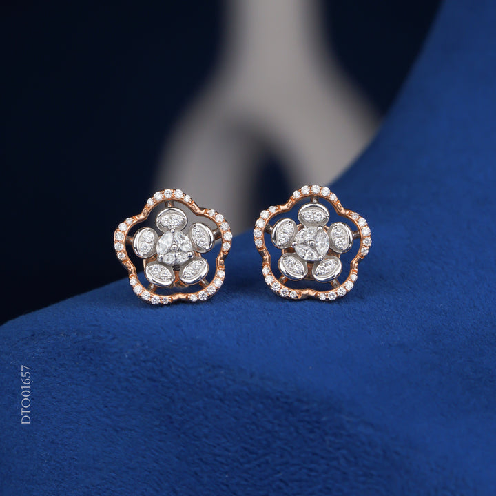 Diamond Floral Designer Stud Earrings