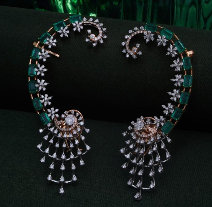 18KT Gold Blue Sapphire & Diamond Chandelier Earrings