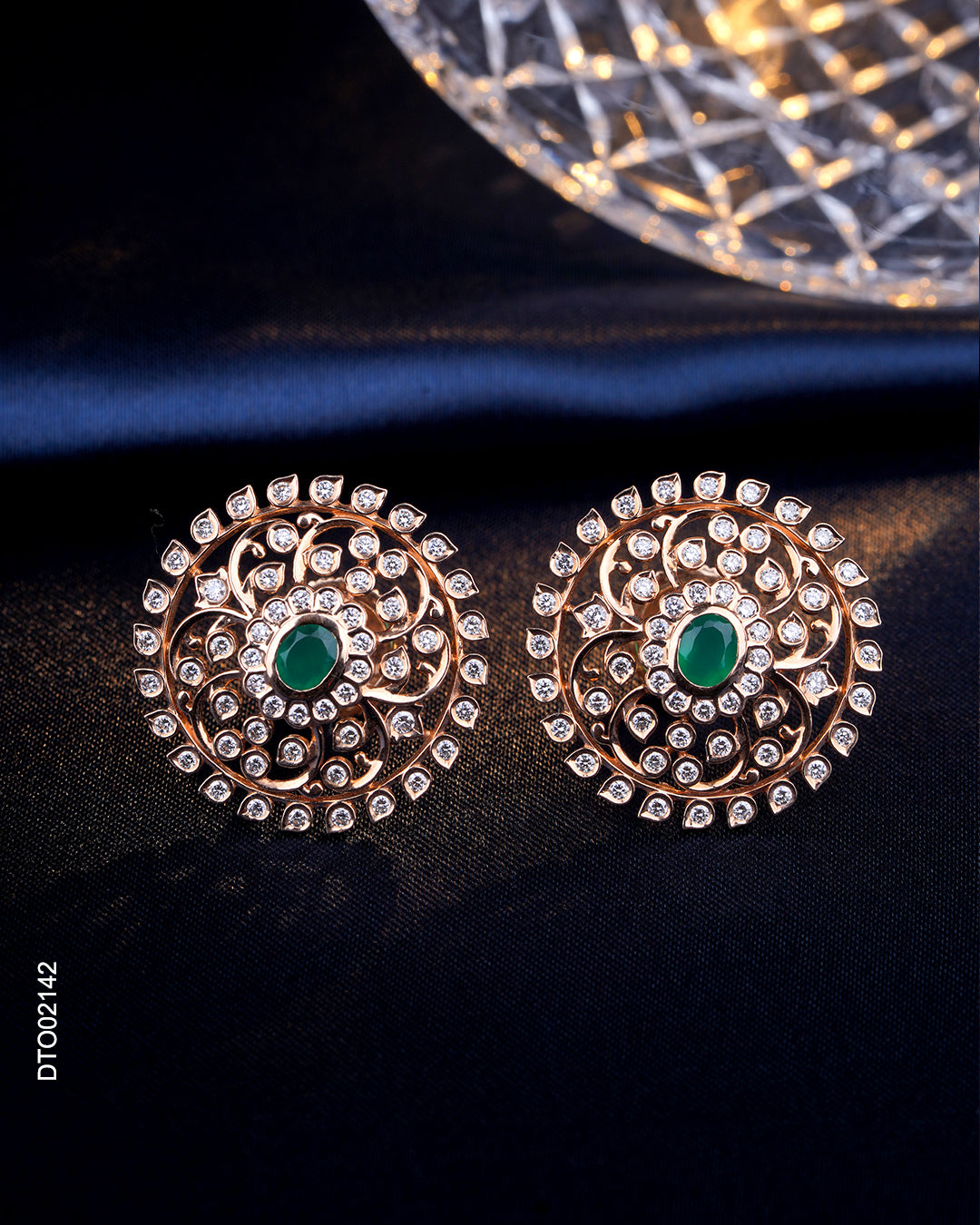Vintage Emerald Diamond Stud Earrings for Women