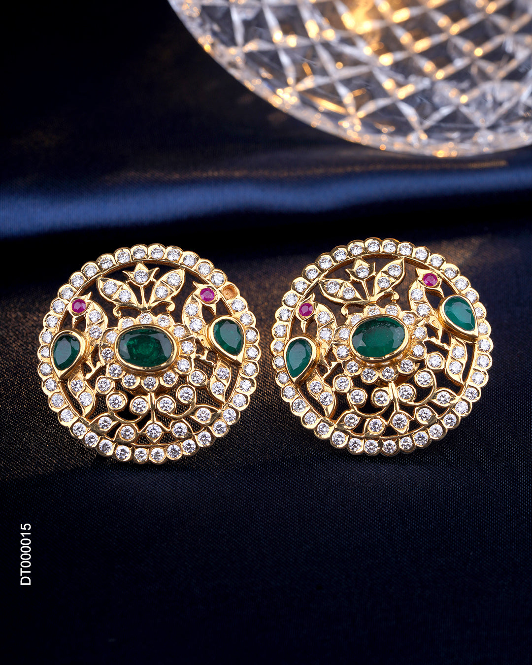 Emerald Diamond Designer Stud Earrings for Women