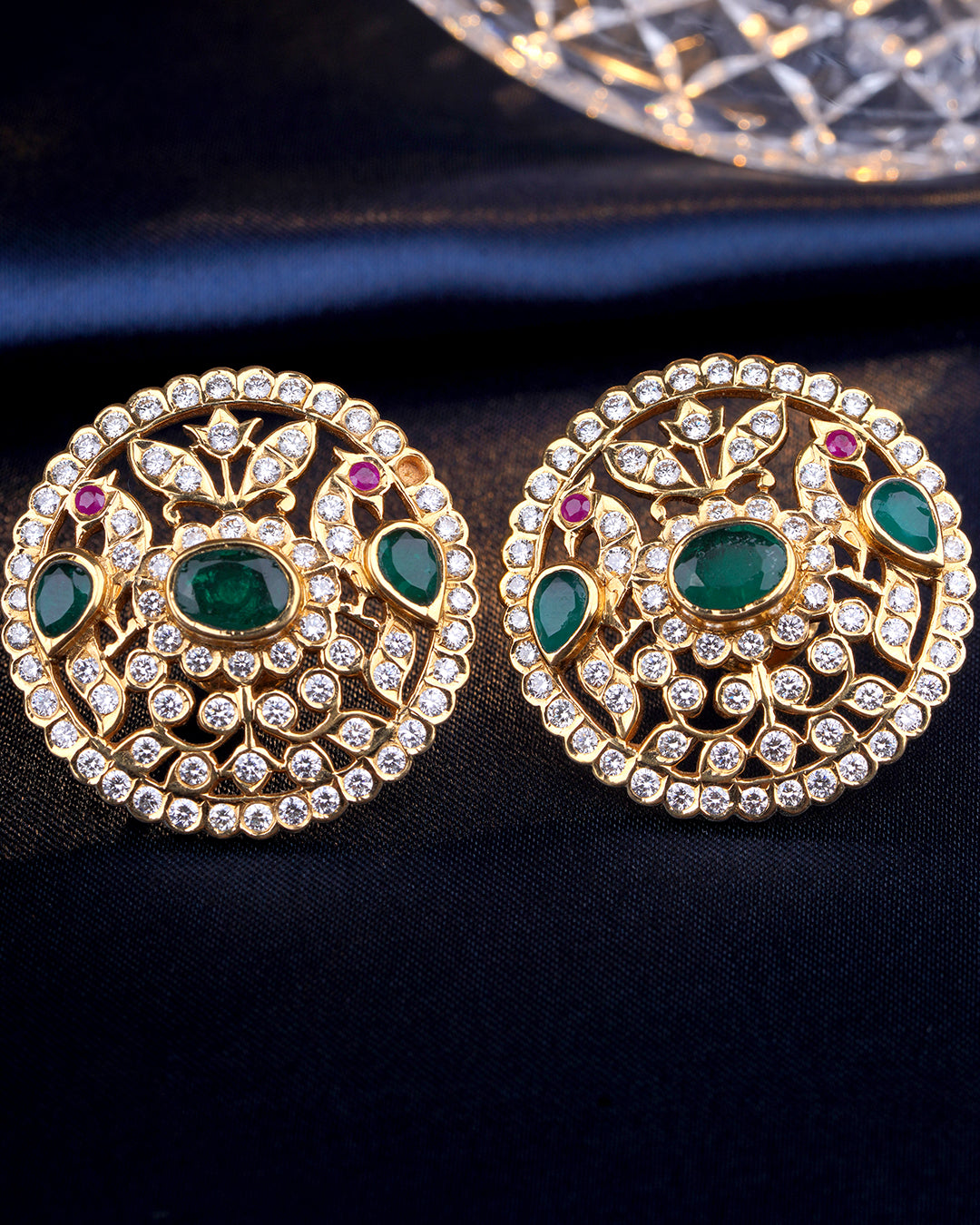 Emerald Diamond Designer Stud Earrings for Women