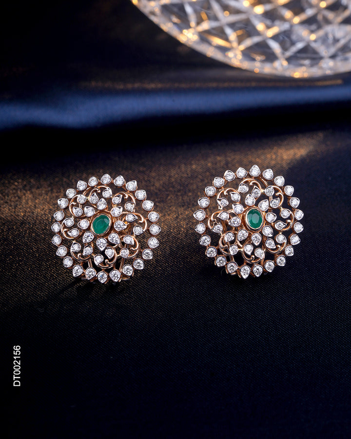 Shop Vintage Emerald Diamond Stud Earrings for Women