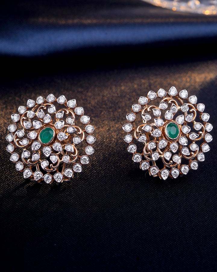 Shop Vintage Emerald Diamond Stud Earrings for Women