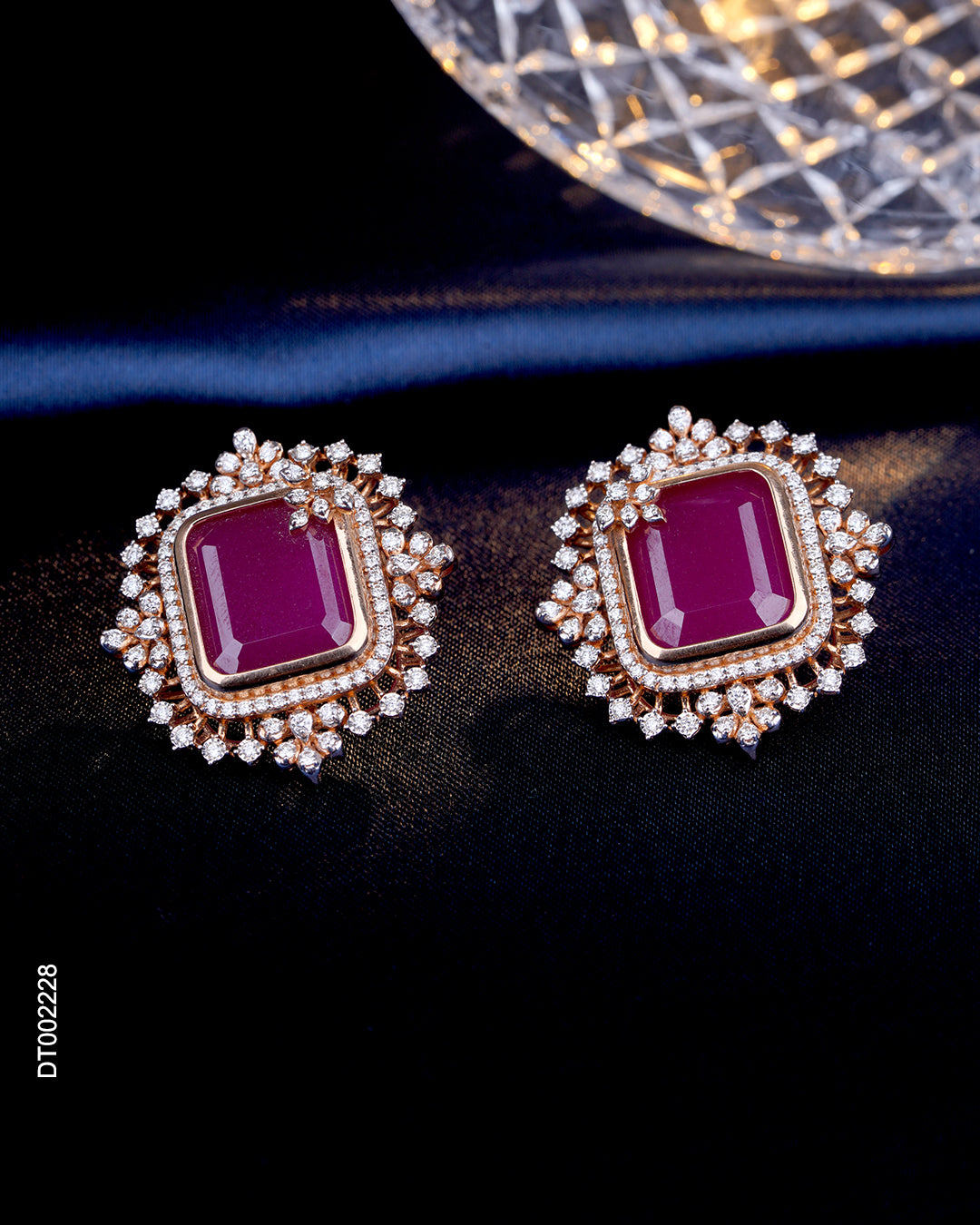 Ruby Diamond Stud Earrings for Women