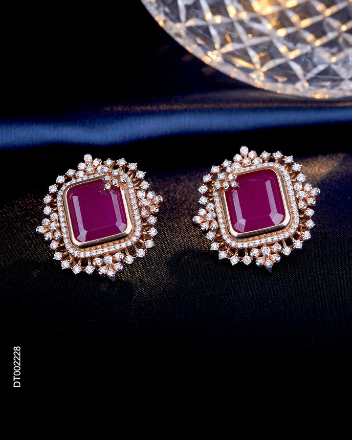 Ruby Diamond Stud Earrings for Women