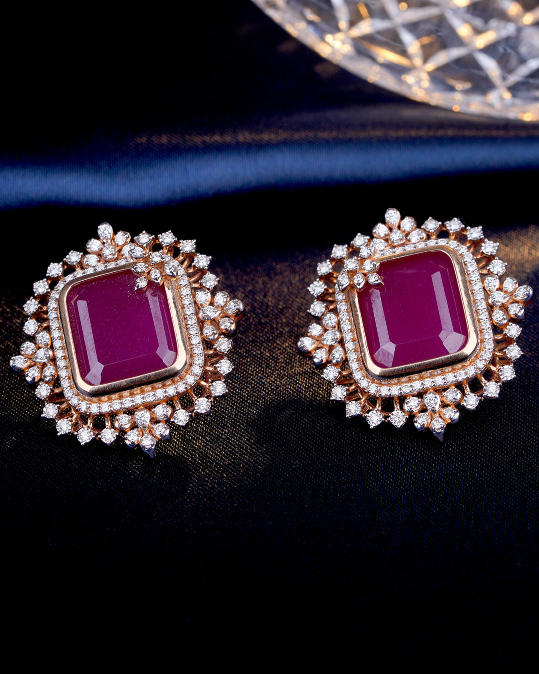 Ruby Diamond Stud Earrings for Women
