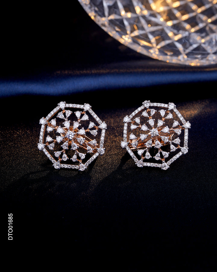 Geometric Diamond Stud Earrings for Women